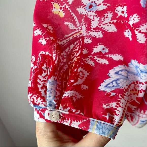 Chaps Multi Color Paisley Print Scoop Neck Blouse Top ~ Size Medium - Picture 9 of 16